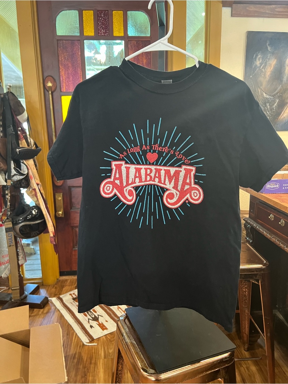 Gildan Black Short-Sleeve Tee with Red Alabama Logo and Teal Rays - Picture 2 of 7